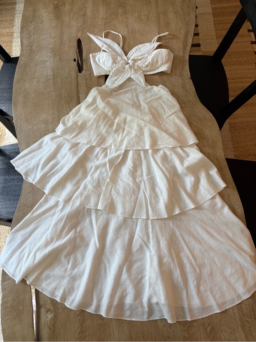 FARM Rio Off-White Flower Cutout Linen Blend Maxi Dress Small - Picture 4 of 13